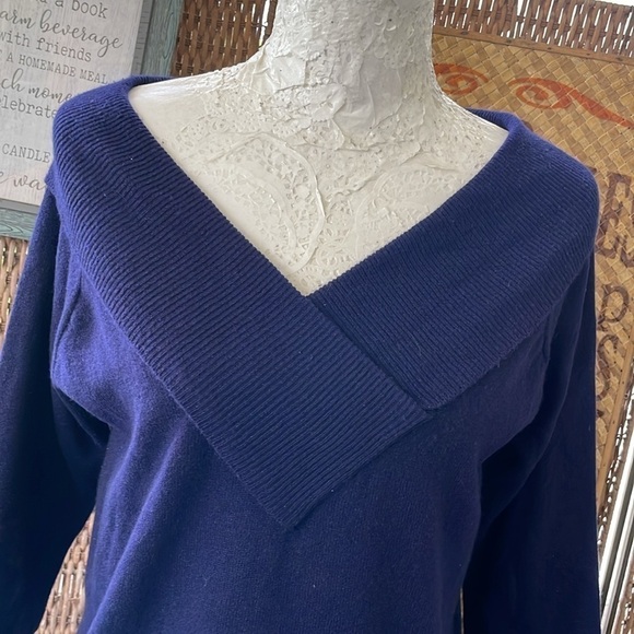 Belford Cashmere Blue Vintage Boatneck or Cowl Collar Sweater - Picture 4 of 12